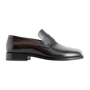 Zwarte Leren Tabi Teen Mocassin Maison Margiela , Black , Heren