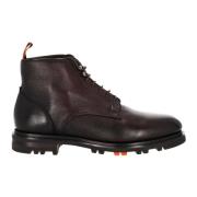 Bruin Leren Logan Platte Schoenen Santoni , Brown , Heren