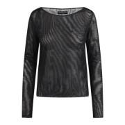 Mesh Illusion Top met Ritssluiting Chiara Boni , Black , Dames