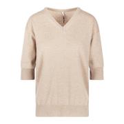 Stijlvolle V-hals Top Liviana Conti , Beige , Dames