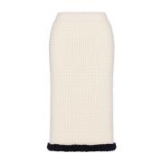 Wafel Gebreide Wollen Rok Moschino , White , Dames