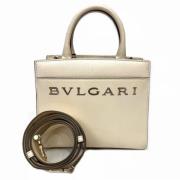 Pre-owned Leather handbags Bvlgari Vintage , White , Dames