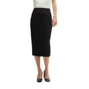 Extra Slim Fit Kokerrok met Plooien Hugo Boss , Black , Dames