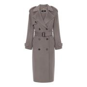 Wollen Trenchcoat Elisabetta Franchi , Gray , Dames