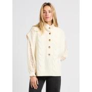 Geribbelde hoge hals vest voor vrouwen Suncoo , Beige , Dames