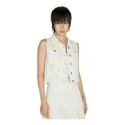 Diurnal Flower Print Denim Vest Our Legacy , Beige , Dames