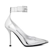 Zilver Metallic Leren Pumps Alexander McQueen , Gray , Dames