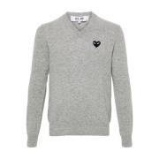 Grijze Hart Patch Pullover Sweater Comme des Garçons , Gray , Heren