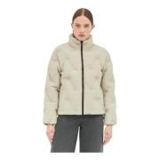 Gewatteerde Nylon Donsjas met Logo Burberry , Gray , Dames