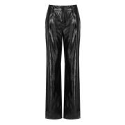 Zwarte leren effect hoge taille broek Federica Tosi , Black , Dames