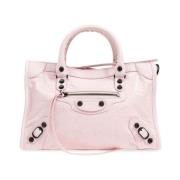 Roze Lamsvacht Handtas met Stud Detailing Balenciaga , Pink , Dames