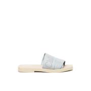 Blauwe Parel Platte Muilezel Sandalen Chloé , Blue , Dames