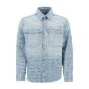 Casual Katoenen Overhemd voor Mannen Balmain , Blue , Heren