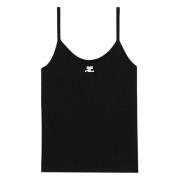 Zwarte Gebreide Tanktop met AC-logo Courrèges , Black , Dames