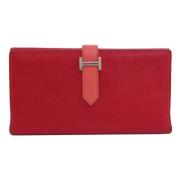 Pre-owned Leather wallets Hermès Vintage , Red , Dames