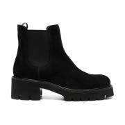 Zwarte Suède Enkellaarzen Slip-on Ontwerp Pedro García , Black , Dames