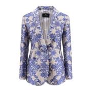 Geborduurde zijde blend peak lapel blazer Etro , Blue , Dames