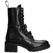 Zwarte Veterschoenen met Studs Gio+ , Black , Dames