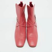 Pre-owned Leather boots Salvatore Ferragamo Pre-owned , Pink , Dames