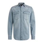 Bleach Indigo Denim Lange Mouw Shirt PME Legend , Blue , Heren