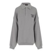 Grijze Katoenen Logo Sweatshirt Polo Kraag We11Done , Gray , Heren