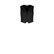 Katoenen vest - Mouwloos, V-hals Rinascimento , Black , Dames