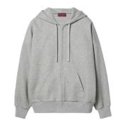 Geëmbosseerde Heather Grey Hoodie met Rits Gucci , Gray , Heren