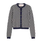 Jacquard Cardigan Sweaters Valentino Garavani , Blue , Dames