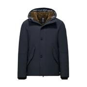 Blauwe Parka met Echte Dons en Bont BomBoogie , Blue , Heren