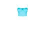 Satijnen Corset met Zichtbare Stiksels Rinascimento , Blue , Dames