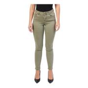 Groene Skinny Twill Broek Gaudi , Green , Dames