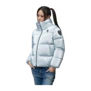 Glanzende en Puffy Nylon Jas Blauer , Blue , Dames