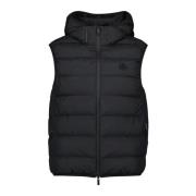 Zwarte mouwloze Valmasque gewatteerde jas Moncler , Black , Heren