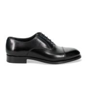 Elegante Zwarte Leren Oxfords Schoenen Sangiorgio , Black , Heren