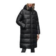 Lange Parka met geruit motief Blauer , Black , Dames