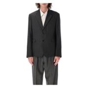 Donkergrijze Twist Single-Breasted Blazer mfpen , Black , Heren