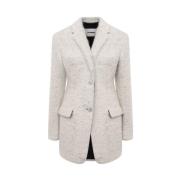 Alpaca Wol Korte Jas Twee-Knoopsluiting Jil Sander , White , Dames