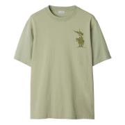 Groene T-shirt met Equestrian Knight Design Burberry , Green , Heren