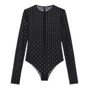 Zwarte Tule Body met Monogram Motief Givenchy , Black , Dames