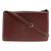 Pre-owned Leather shoulder-bags Cartier Vintage , Brown , Dames