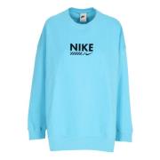 Blauwe Crewneck Fleece Sweatshirt Oversize Fit Nike , Blue , Dames