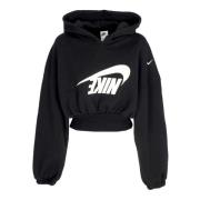 Zwart/Wit Dance Crop Hoodie Nike , Black , Dames