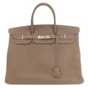 Pre-owned Leather handbags Hermès Vintage , Gray , Dames