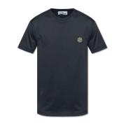 Marineblauw T-shirt met Logo Stone Island , Blue , Heren