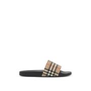 Tartan Print Rubber Slippers Burberry , Beige , Heren