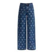 Rechte jeans met strass strikken Self Portrait , Blue , Dames