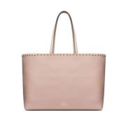 Roze Rockstud Leren Tote Tas Valentino Garavani , Pink , Dames