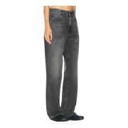 Hoge taille rechte pijp jeans regular fit Haikure , Black , Dames