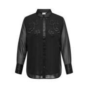 Versierd Zwart Shirt Only Carmakoma , Black , Dames