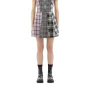 Tartan Patchwork Wollen Mini Rok Msgm , Multicolor , Dames